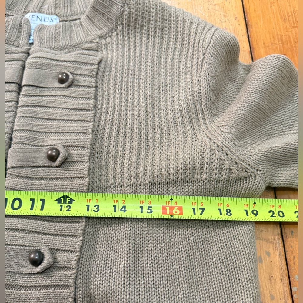 VENUS Long Camel Button-Front Ribbed Cardigan - Picture 11 of 12
